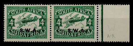 SOUTH WEST AFRICA - 1930 4d mint pair with SHORT I IN AIR variety.  SG 70b.