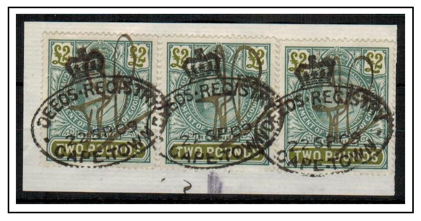 CAPE OF GOOD HOPE - 1903 2 REVENUE strip usage on piece.