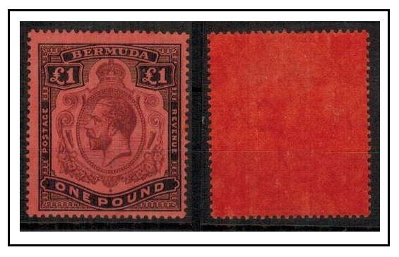 BERMUDA - 1918 1 purple and black on red fine mint.  SG 55.