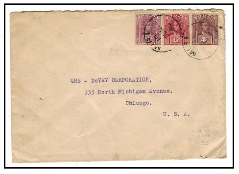 SARAWAK - 1930 12c rate cover to USA used at MIRI.