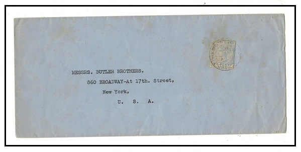 TURKS AND CAICOS IS - 1900 2 1/2d rate commercial cover to USA used at GRAND TURKS.
