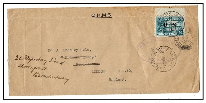 NEW GUINEA - 1931 OHMS cover to UK bearing 3d 