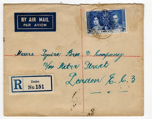NIGERIA - 1937 registered cover from ILESHA.