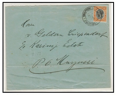 TANGANYIKA - 1933 20c rate local cover used at HANDENI.