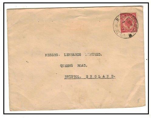 MALAYA - 1929 6c rate cover to UK used at ALOR STAR.
