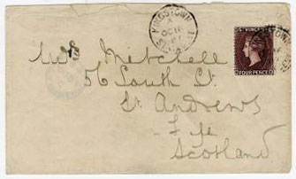 ST.VINCENT - 1887 cover to UK with 4d purple brown adhesive used at KINGSTOWN.