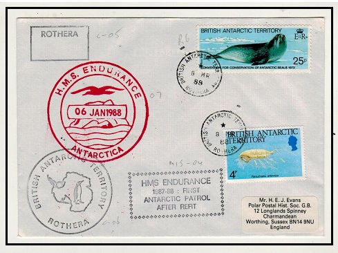 BR.ANTARCTIC TERRITORY - 30p rate HMS ENDURANCE cover to UK used at ROTHERA.