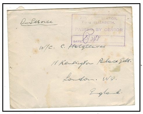 SOUTH AFRICA - 1940 (circa) AIR STATION/PORT ELIZABETH/PASSED BY CENSOR cover to UK.
