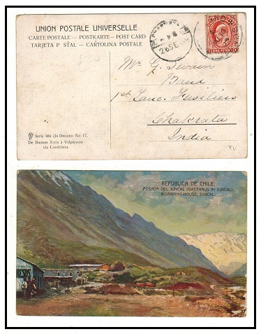 FALKLAND ISLANDS - 1909 1d rate postcard use to India.