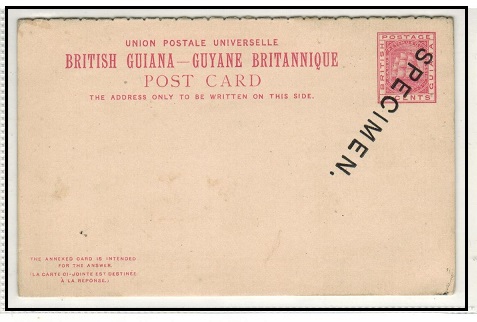 BRITISH GUIANA - 1883 3c + 3c carmine rose PSRC unused with SPECIMEN h/s applied INVERTED. H&G 2.