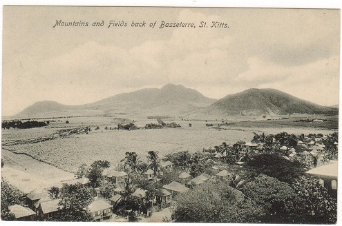 ST.KITTS - 1920 (circa) unused postcard of Mountains at Basseterre.