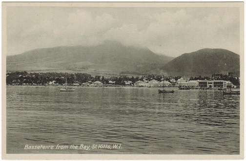 ST.KITTS - 1920 (circa) unused postcard of Basseterre Bay.