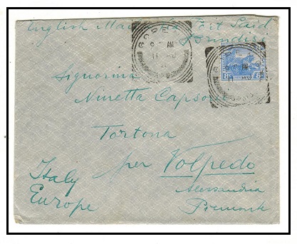 MALAYA - 1911 8c rate cover to Italy used at GOPENG.