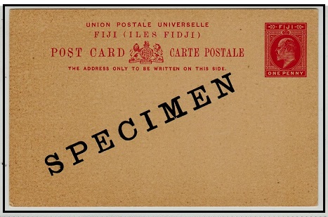 FIJI - 1904 1d rose PSC unused SPECIMEN.  H&G 8.