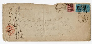 INDIA - 1881 9a rate cover to UK from KANGRA.