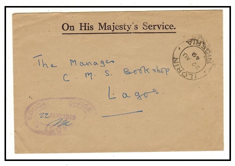 NIGERIA - 1949 use of OHMS cover to Lagos cancelled ILORIN/NIGERIA.
