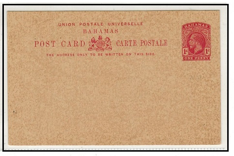 BAHAMAS - 1912 1d carmine PSC unused.  H&G 9.