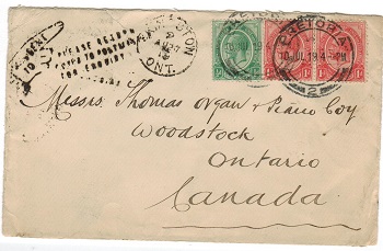 CANADA - 1919 inward cover with MISSENT TO instructional handstamp.