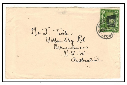 TONGA - 1939 3d rate cover to Australia adhesive used at NUKUALOFA/TONGA.

