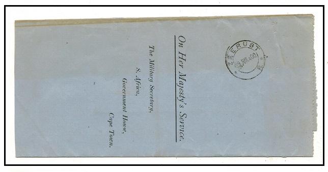 TRANSVAAL - 1900 use of OHMS letter sheet for war medal to Cape Town used at ZEERUST/R.