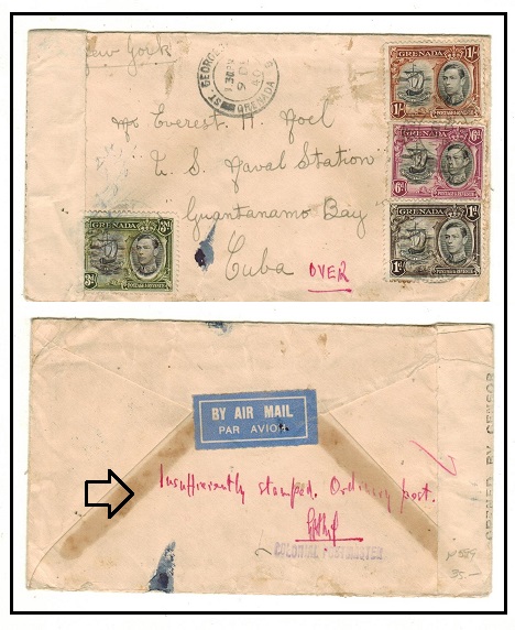 GRENADA - 1940 censor cover to Cuba with manuscript