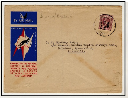 SINGAPORE - 1934 25c rate first flight illustrated cover to Australia.