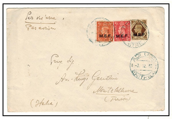 B.O.F.I.C. - 1946 1/3d rate cover to Italy used at ADI UGRI/ERITREA.