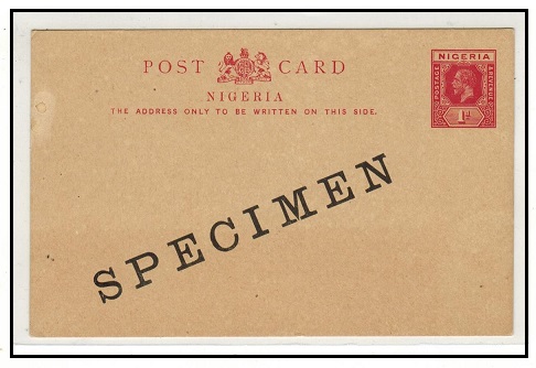 NIGERIA - 1914 1d red PSC unused SPECIMEN.  H&G 2.