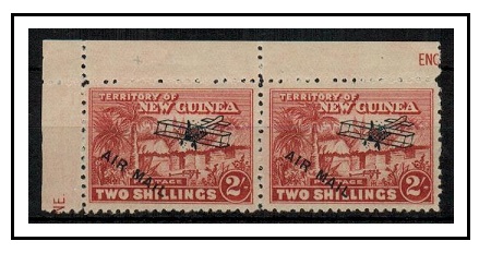 NEW GUINEA - 1931 2/- brown-lake mint pair showing the SHORT I IN MAIL on Row 1/1. SG 146.
