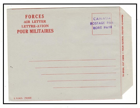 CANADA - 1963 red on grey FORCES/AIR LETTER unused.