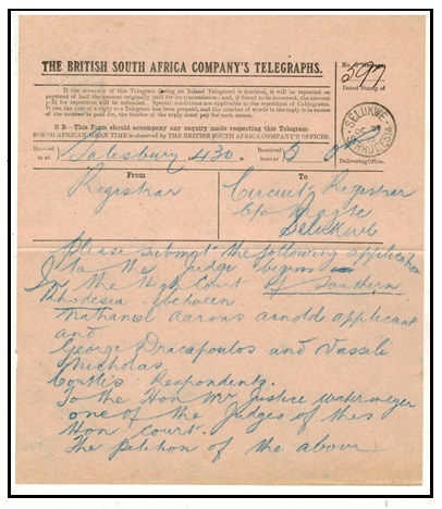 RHODESIA - 1910 use of 