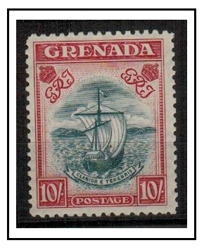 GRENADA - 1943 10/- slate blue and bright carmine U/M of the scarce perf 12 issue. SG 163c.