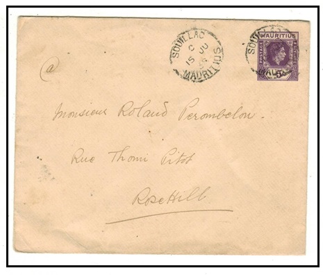 MAURITIUS - 1938 5c violet PSE used locally at SOUILLAC.  H&G 46.