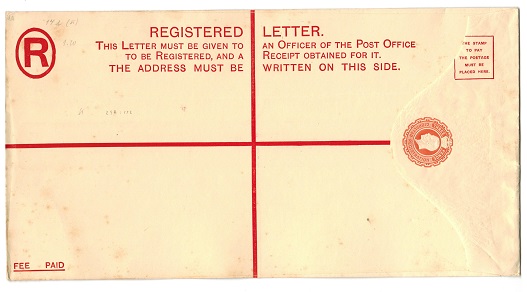 GIBRALTAR - 1927 3d red on cream RPSE unused (size K).  H&G 14c.