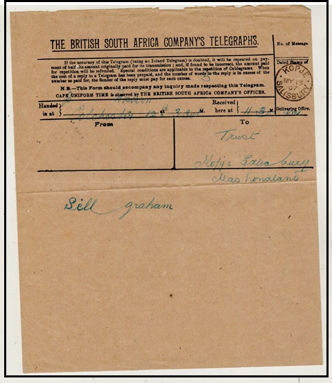 RHODESIA - 1897 use of 
