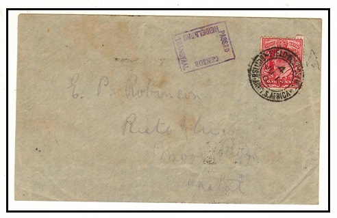TRANSVAAL - 1902 1d rate FPO/4 cover to Moori River with PASSED CENSOR HEIDELBERG h/s.