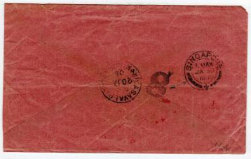 SINGAPORE - 1909 inward cover with 