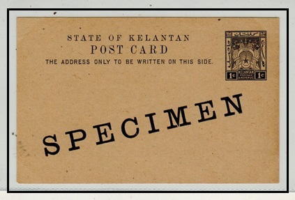 MALAYA - 1920 1c black PSC struck SPECIMEN diagonally.  H&G 3.