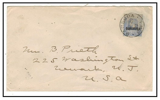 BARBUDA - 1923 2 1/2d rate cover to USA.