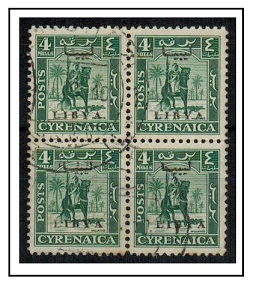 B.O.F.I.C. - 1951 4m blue green in a fine used block of four.  SG 134.