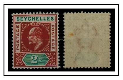 SEYCHELLES - 1903 2c chestnut and green fine mint with DENTED FRAME (Glover Flaw).  SG 46a.
