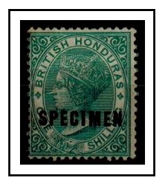 BRITISH HONDURAS - 1865 1/- green (unused) struck SPECIMEN in black.  