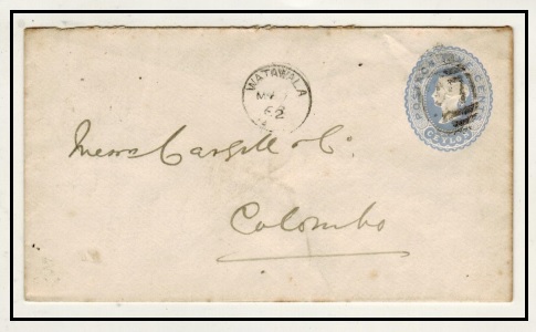 CEYLON - 1887 5c grey blue PSE used locally with 