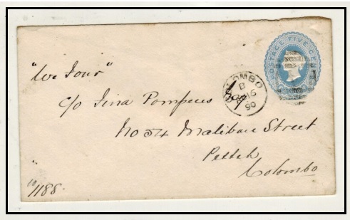 CEYLON - 1887 5c ultramarine PSE used locally at COLUMBO.  H&G 27a.