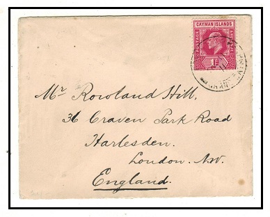 CAYMAN ISLANDS - 1911 1d rate cover to UK used at GEORGETOWN.