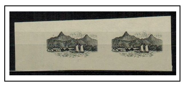 COOK ISLANDS - 1927 IMPERFORATE PLATE PROOF pair of the vignette depicting 