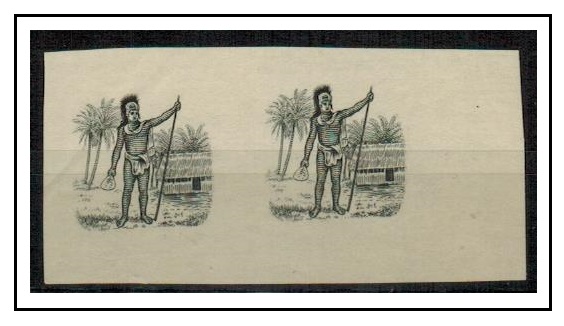 COOK ISLANDS - 1924 IMPERFORATE PLATE PROOF vignette pair of 