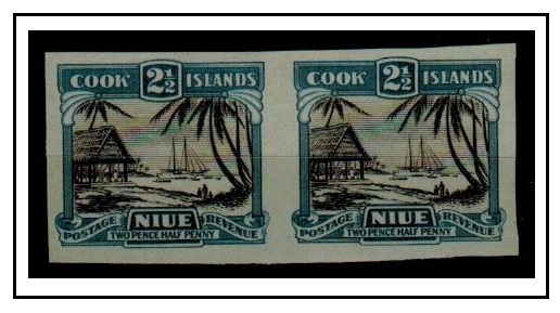 NIUE - 1932 2 1/2d IMPERFORATE PLATE PROOF pair.