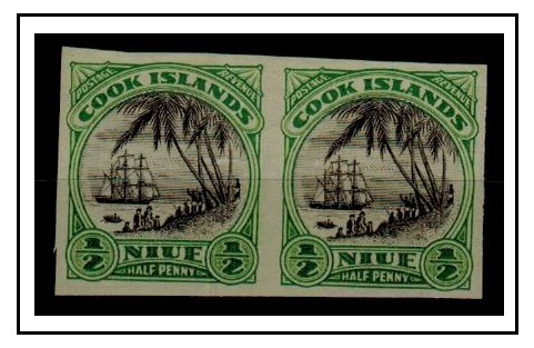 NIUE - 1932 1/2d IMPERFORATE PLATE PROOF pair.
