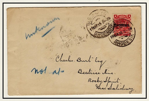 RHODESIA - 1910 1d rate local 